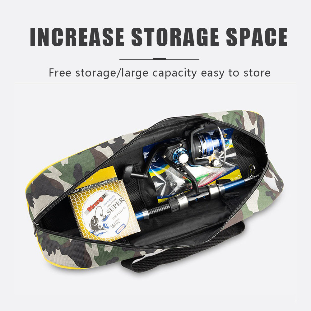 A338  Fishing Tackle Bag Set with Hard Fishing Rod, Baitcasting Reel & Lures Kit