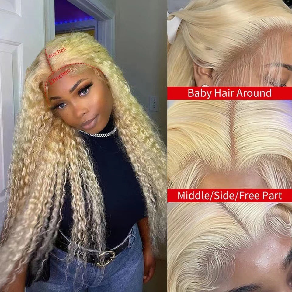 Fluffy Light Blonde Tiny Curly Lace Front Hairpiece Trendy Wig for Black Women, Multiple Color Choice