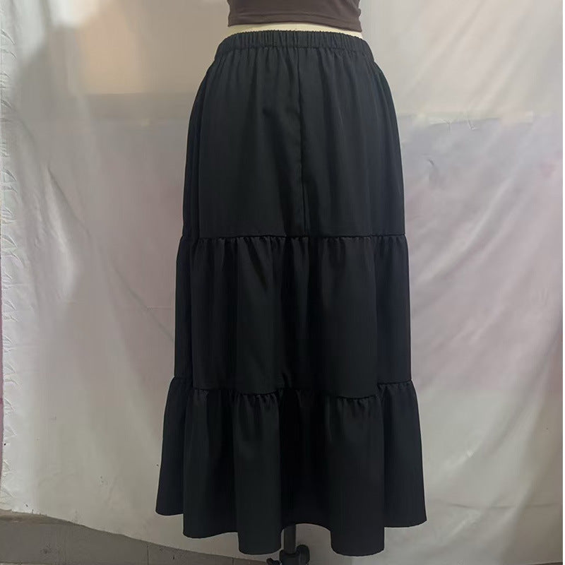 A367  Women's Summer Bohemian Pleated A-Line Flowy Layered Skirt with Pockets