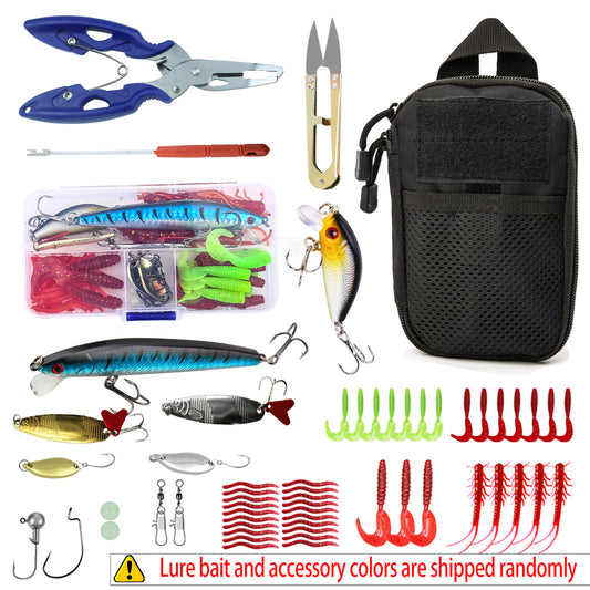 F344  Portable Fishing Tackle Storage Bag with Lure Assortment Fishing Pliers Tools Kit for Bass Trout Fishing