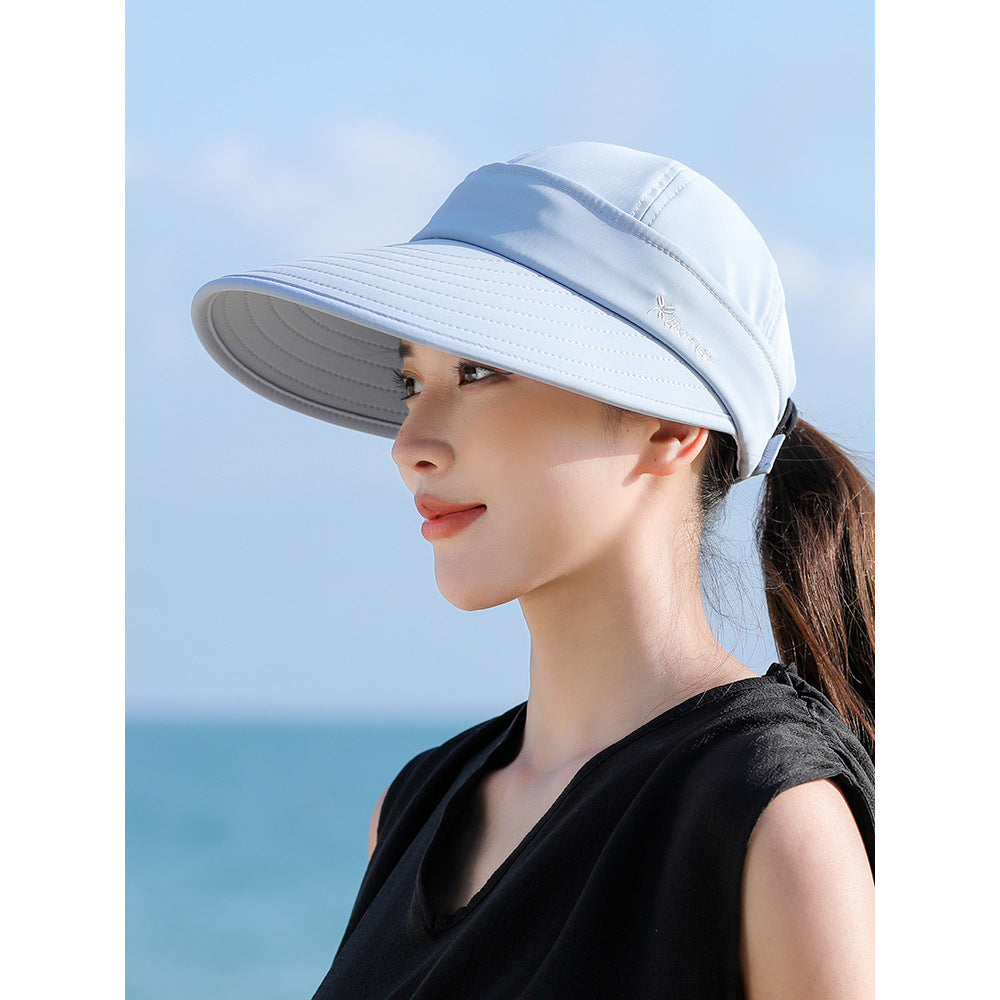 Women Detachable 2 in 1 Sun Visor Hat, Large Brim UV Protection Sport Empty Top Baseball Cap for Cycling