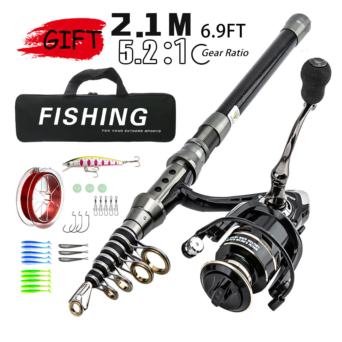 A244  Long Casting Fishing Rod Combo, Special for Bass & Culter, Multifunctional Rod for Sea & Snakehead Fishing