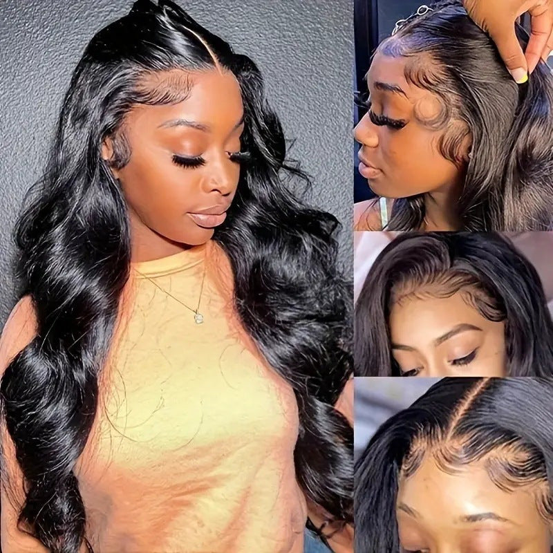 Lace Front Body Wave Long Wig, Pre Plucked Hairline Loose Wavy Human Hair Style Wig for Black Women