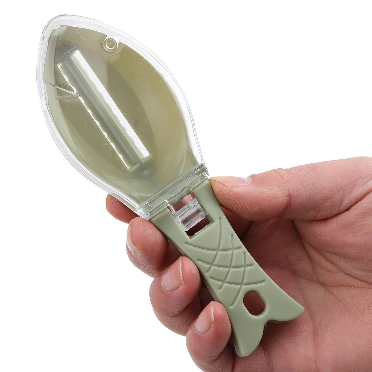 A263  Household Manual Fish Scaler, Covered Splash-proof Design, Kitchen Fish Scaling Tool
