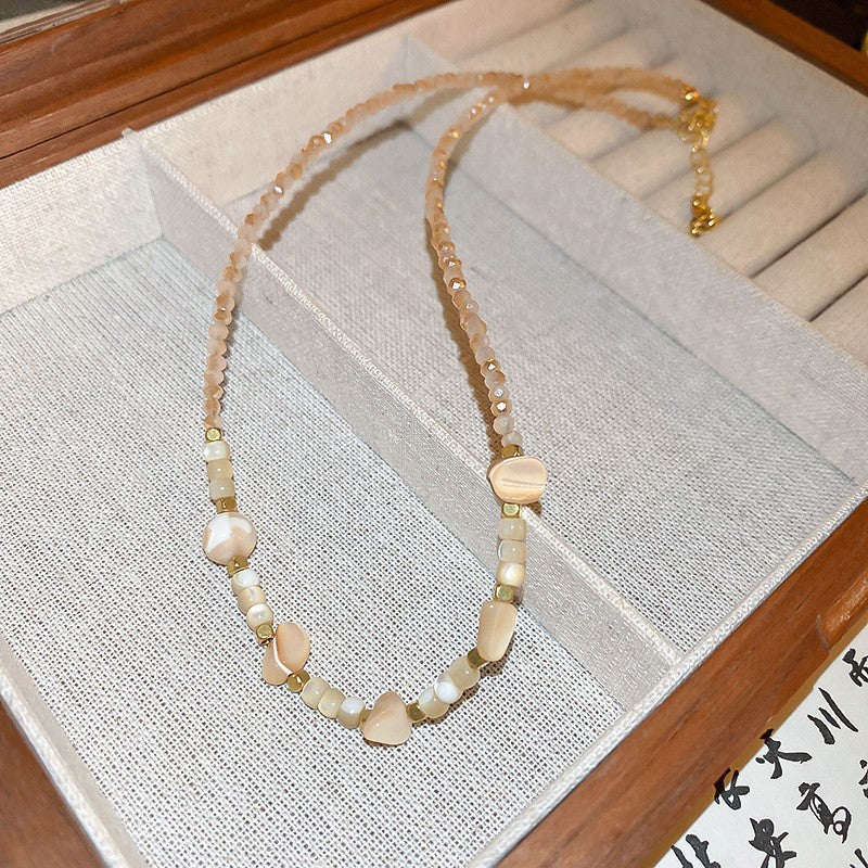 A302  Boho Shell Bead Turquoise Beaded Necklace, Light Luxury Minimalist Luxury Clavicle Necklace for Women