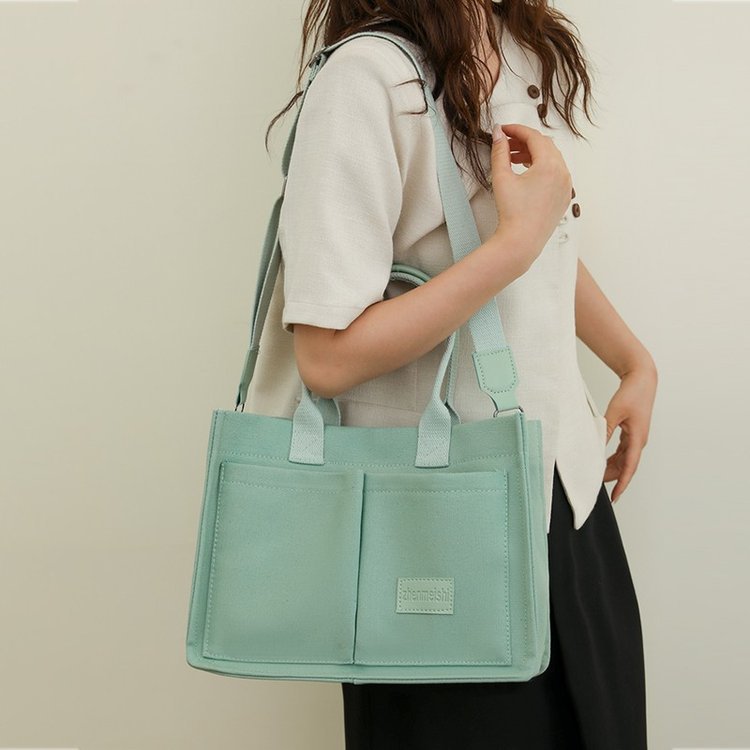 Canvas Tote Bag for Women with Zipper Closure & Individual Compartments for Work College for Teacher & Nurse