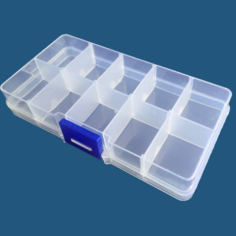 A267  10/15 Grids Multi-Functional Storage Box, Removable Dividers, Lure Box & Jewelry Organizer