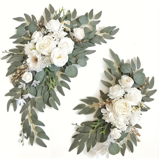 Faux Arch Flower Swag Set of 2 for Wedding Welcome Signs Floral Swag Wedding Reception Ceremony Signs Decor