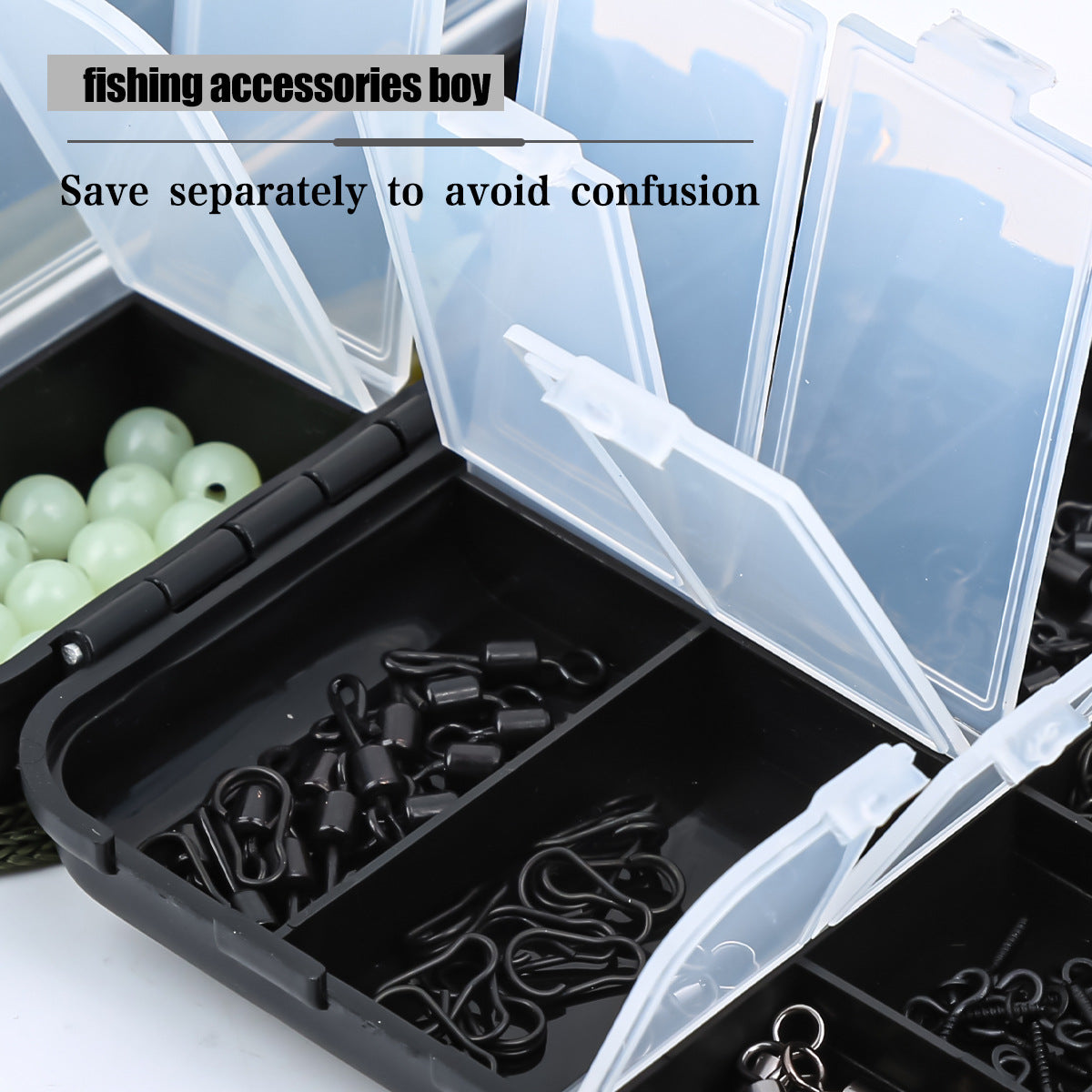 A261  300pcs European Rig Accessories, Rubber Tubing Beads Swivels for Carp Fishing
