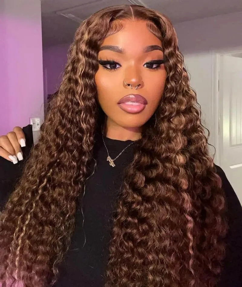 A278  Natural Fluffy Body Wave Long Wig, Middle Part Lace Front Fashion Women Daily Full Wig