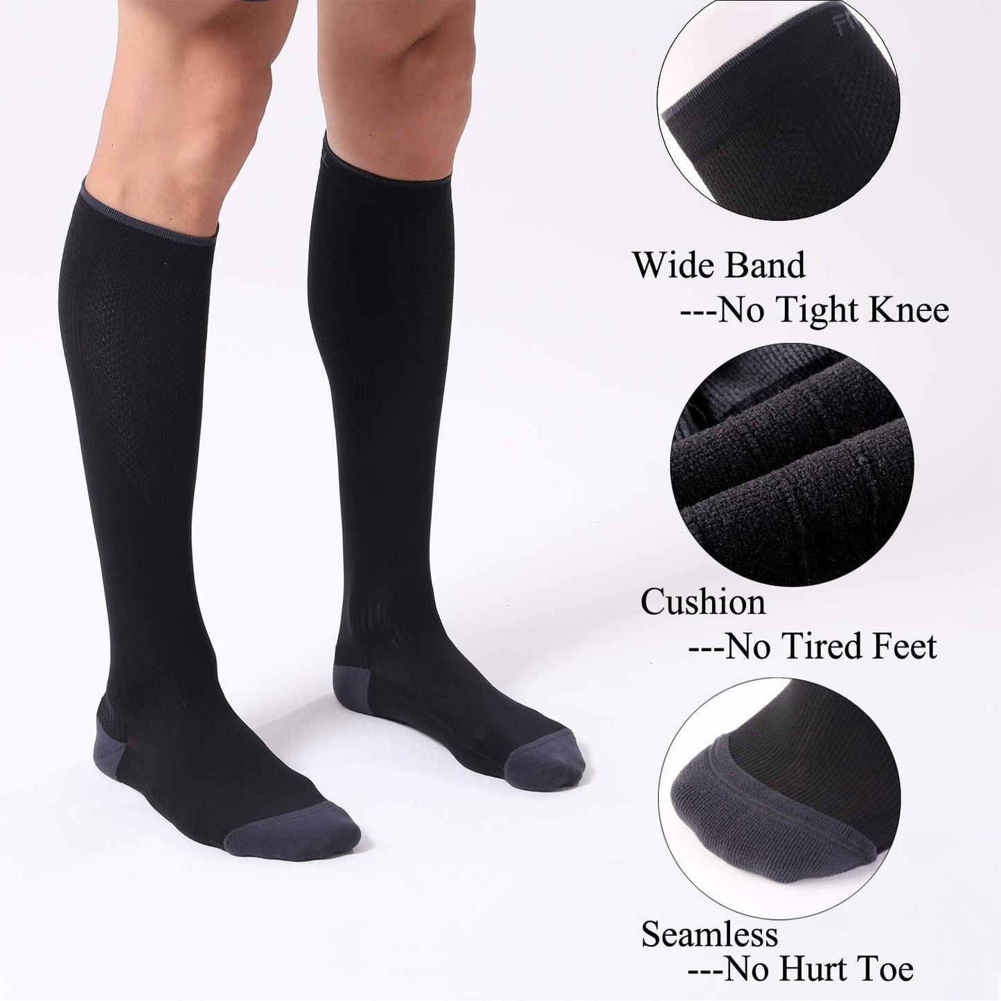 A355  --3 Pairs Compression Socks for Women and Men 20-30mmHg-Circulation Support Socks