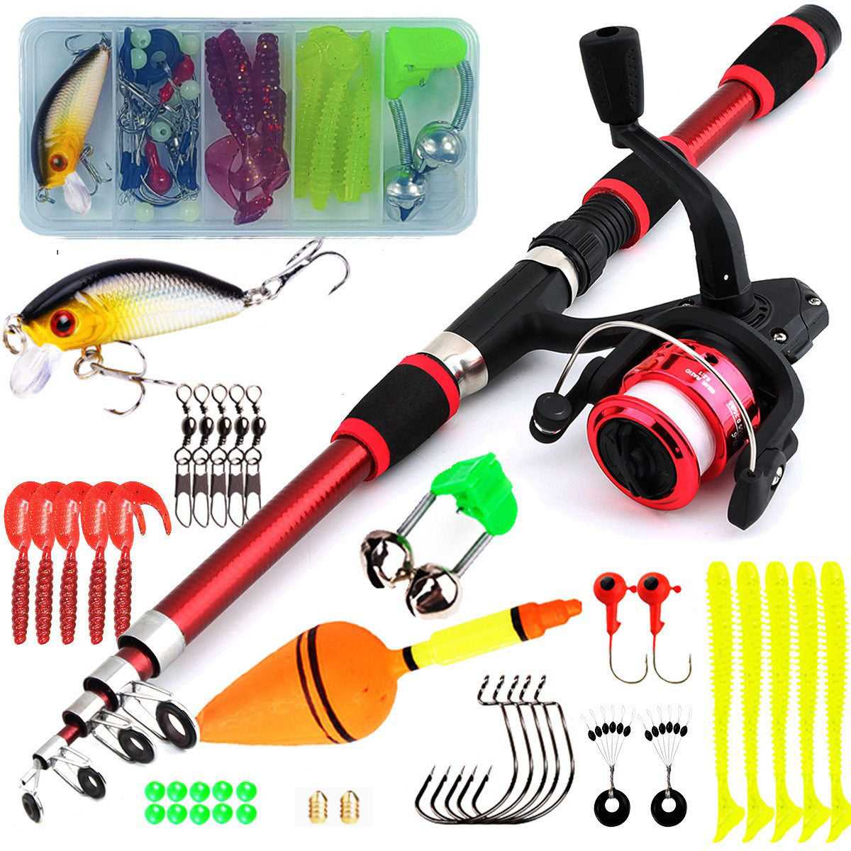 F346  Portable Kids Fishing Rod Set 1.8/2.1m Lightweight Fishing Pole Combo for Boys Girls