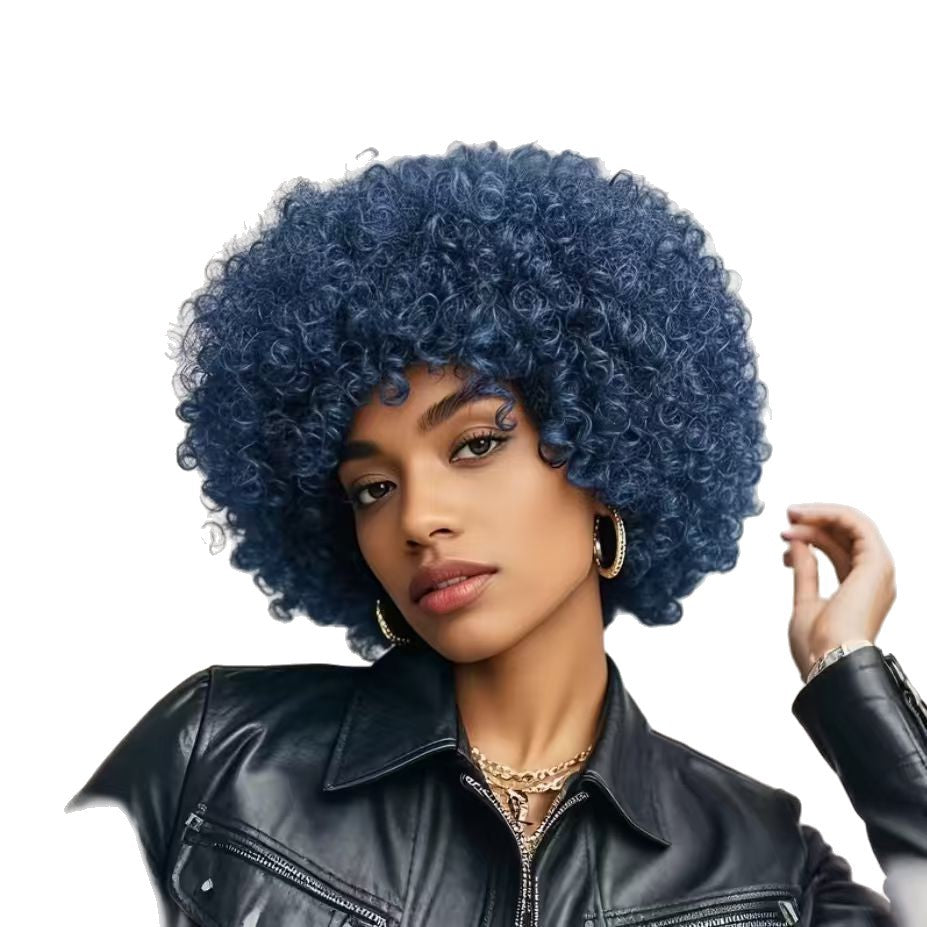 A229  Hot Brazilian Short Curly Wig, Fluffy Elastic Net Synthetic Wig for Women