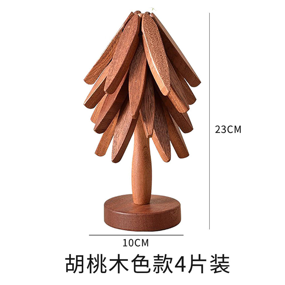 Wooden Tree Coasters Hot Plate Mats for Hot Dishes, Tree Coaster Set, Wooden Coasters for Hot Dishes, Pots, Bowls, Tea Kettles, Fondue Holders