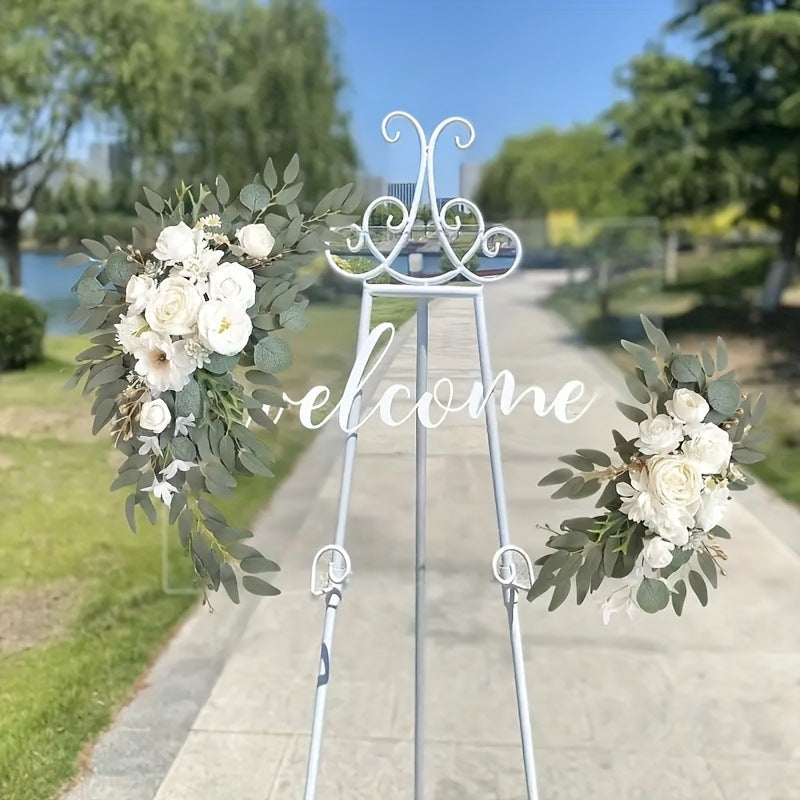 Faux Arch Flower Swag Set of 2 for Wedding Welcome Signs Floral Swag Wedding Reception Ceremony Signs Decor