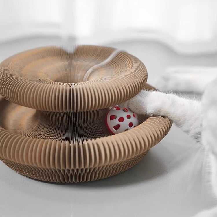A366  Accordion-Style Cat Scratcher Bed: Durable, Lint-Free, Self-Entertaining Cat Toy—Corrugated Cardboard Scratching Board, a Must-Have for Cats