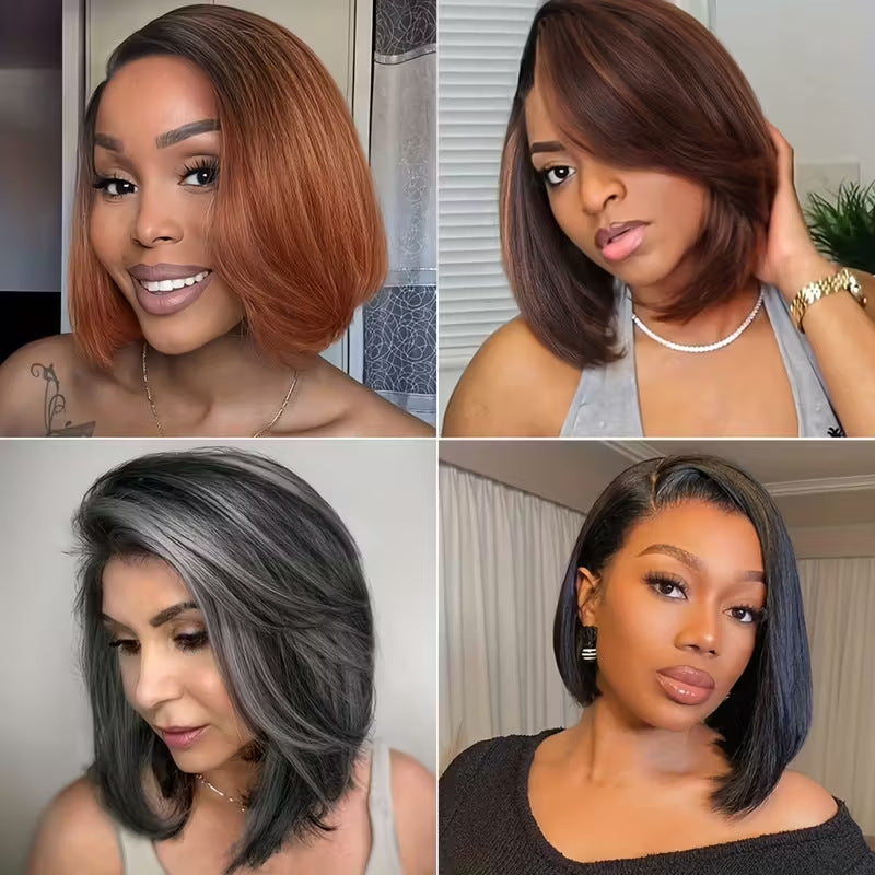 A238  Trending Side Part Short Hair African Wig, Natural Realistic Full Wig for Women