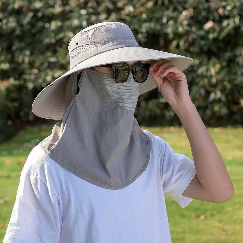 UPF50+ Wide Brim Sun Hat for Men, 360 Full Face Neck Cover Fishing Hat, UV Protection Outdoor Bucket Hat, Breathable Windproof Sun Cap for Cycling Gardening Hiking