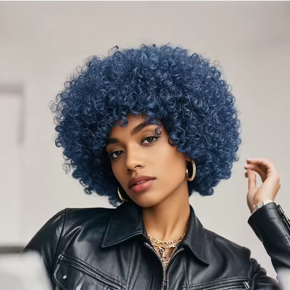 A229  Hot Brazilian Short Curly Wig, Fluffy Elastic Net Synthetic Wig for Women