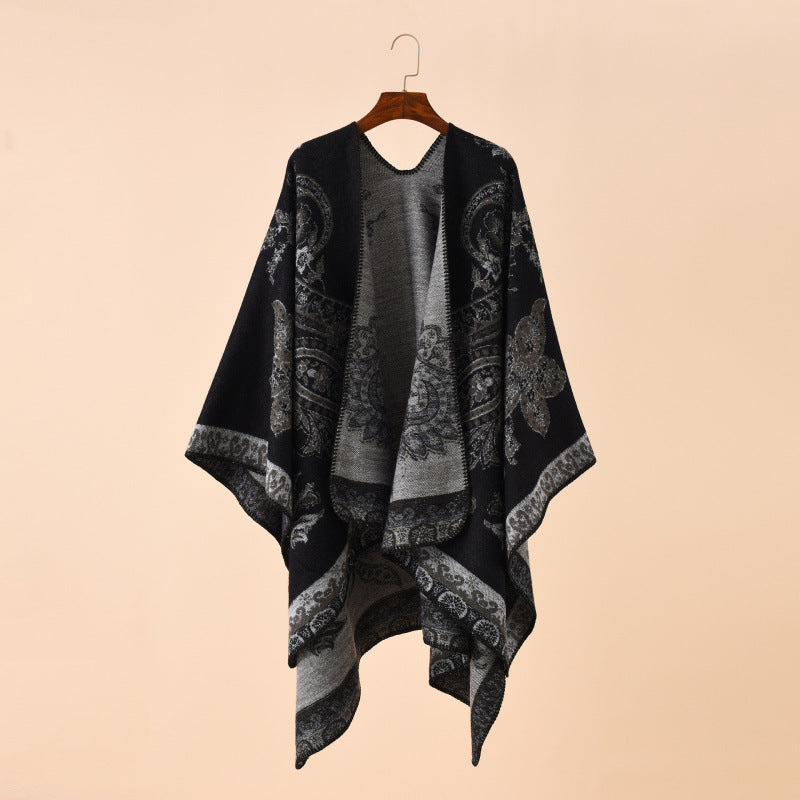 Shawl Wraps for Women, Elegant Knitted Cape Open Front Poncho Scarf Blanket Cardigan Coat for Spring, Autumn, and Winter