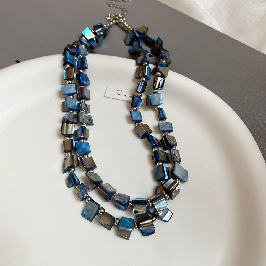A302  Boho Shell Bead Turquoise Beaded Necklace, Light Luxury Minimalist Luxury Clavicle Necklace for Women