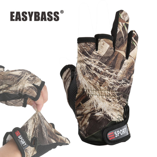 A266  Breathable Quick Dry Angling Gloves, for Lure Outdoor Fishing, Anti-Slip Elastic 3 Cut Finger Gloves
