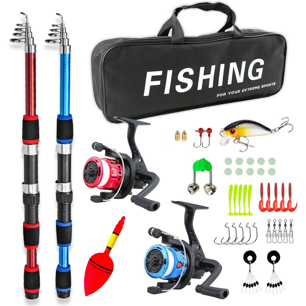 F347  Couple and Parent-Child Fishing Rod Combo 1.8m 2.1m Double Poles Reel Set Complete Fishing Gear