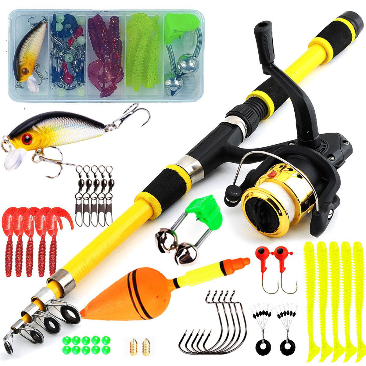 F346  Portable Kids Fishing Rod Set 1.8/2.1m Lightweight Fishing Pole Combo for Boys Girls