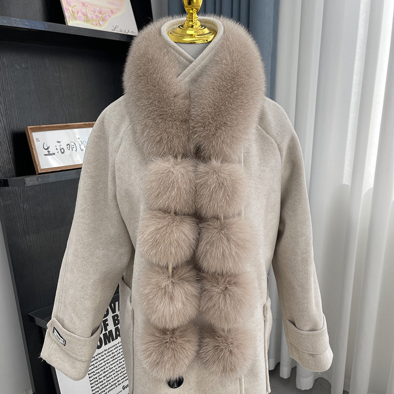 A178  Winter Double-sided Plush Neck Warmer, Faux Fox Fur Magnetic Scarf, Fashion Pom Pom Faux Fur Shawl