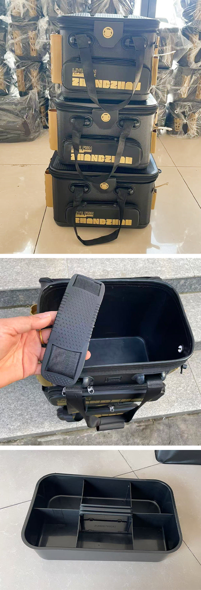 A239  Thickened Fishing Live Fish Box, Hard Shell Rod Holder, Portable Backpack & Handheld Multifunction Fishing Bucket