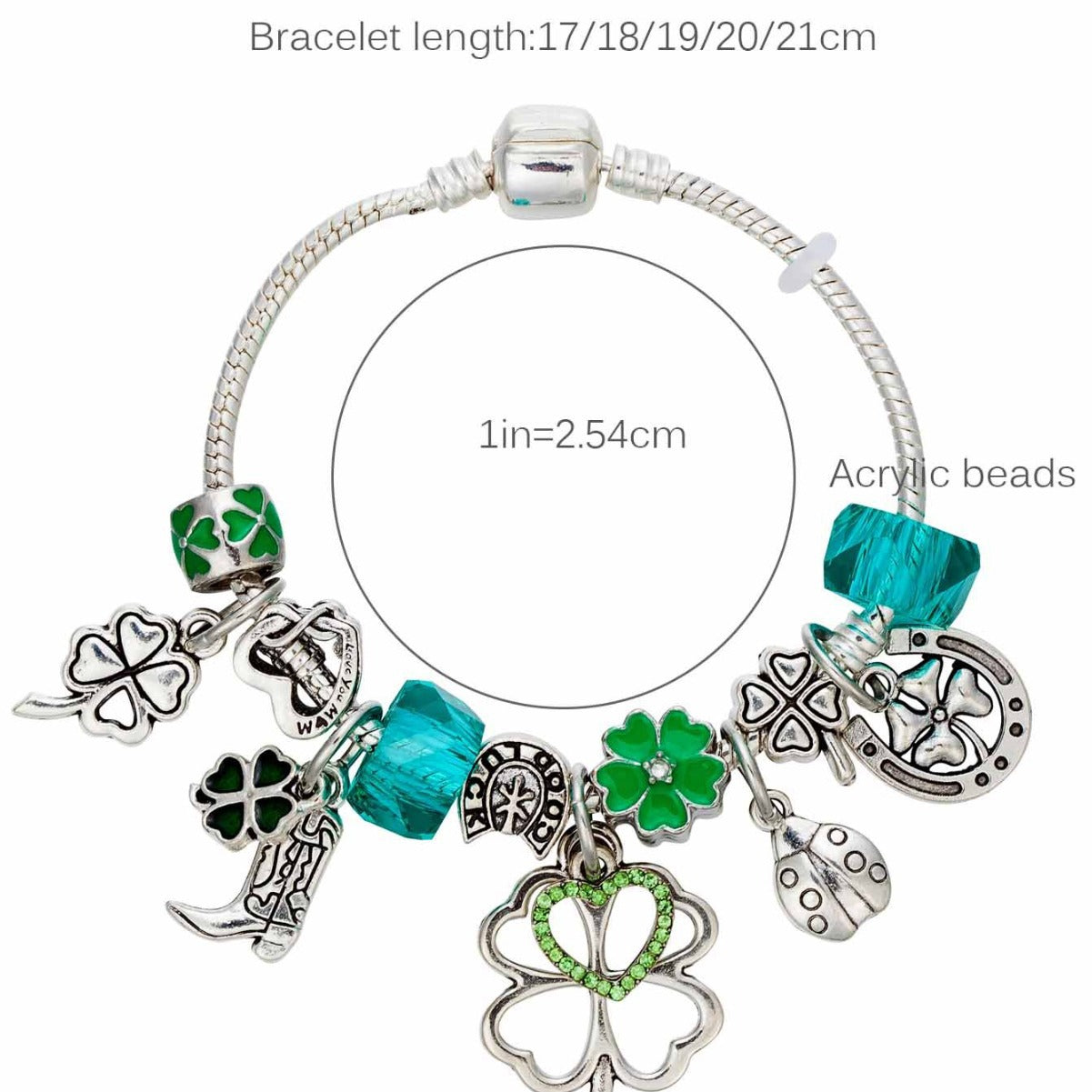 Green Four-Leaf Clover Horseshoe Boot Accessory Bracelet Panjia Bracelet for Women