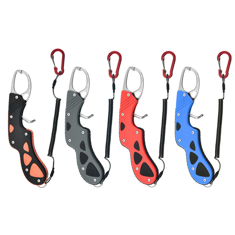 F 342  Stainless Steel Fish Gripper with Lanyard Portable Fishing Lip Gripper Clamp for Bass Trout Fishing