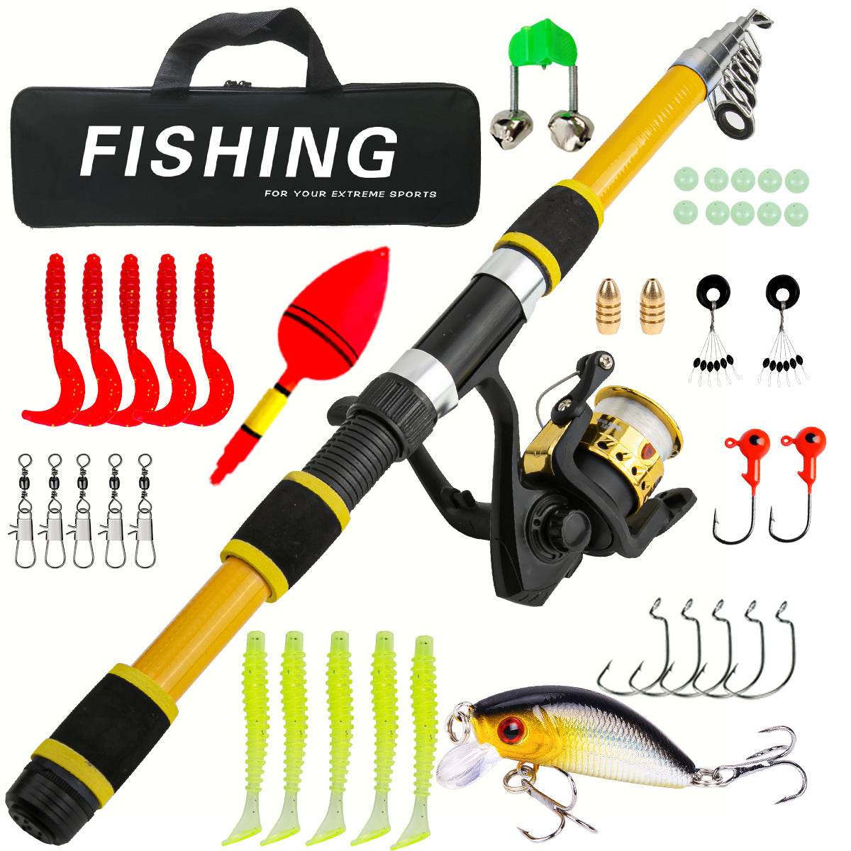 F346  Portable Kids Fishing Rod Set 1.8/2.1m Lightweight Fishing Pole Combo for Boys Girls