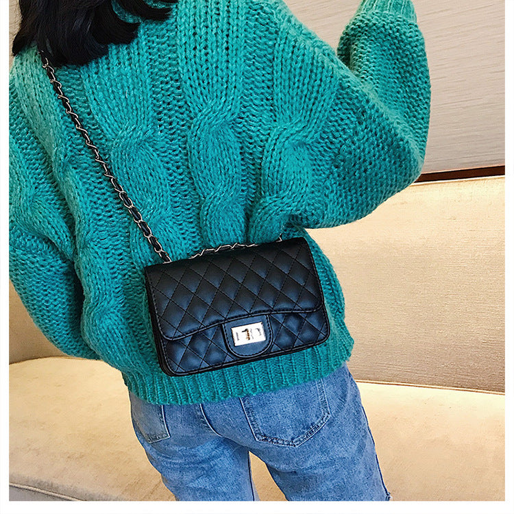 A321  Ins Style Quilted Crossbody Bag, Women's Shoulder Bag with Chain & Lock