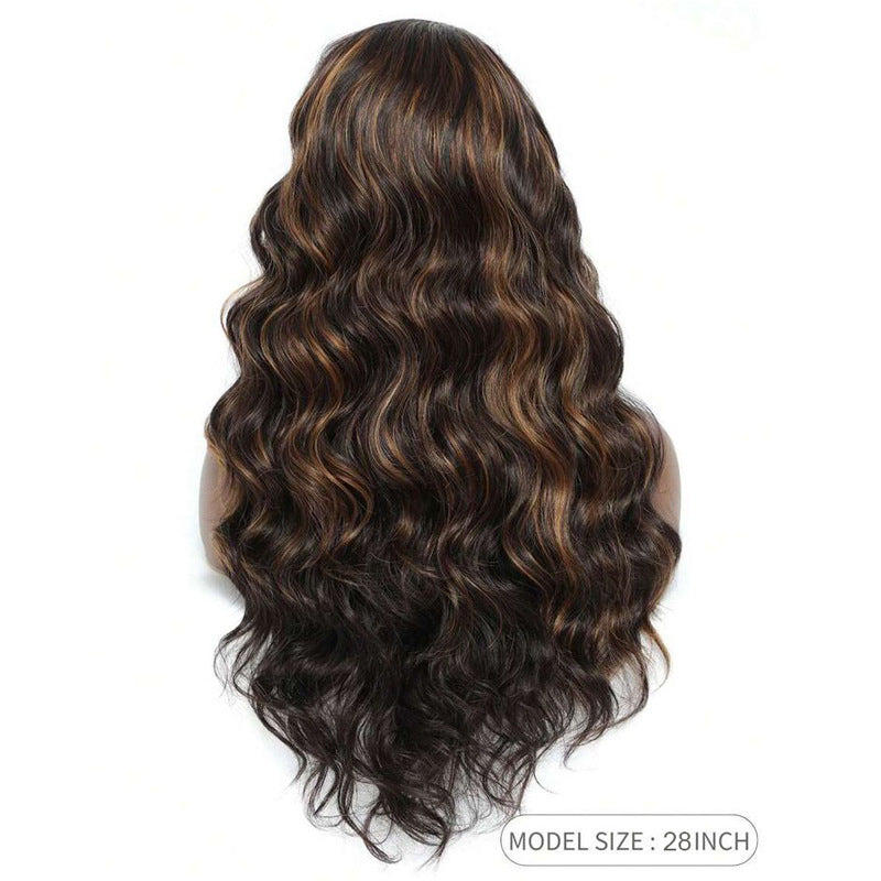 Headband Body Wave Synthetic Wig, Ombre Highlight Long Loose Curly Wig for Black Women Daily Styling