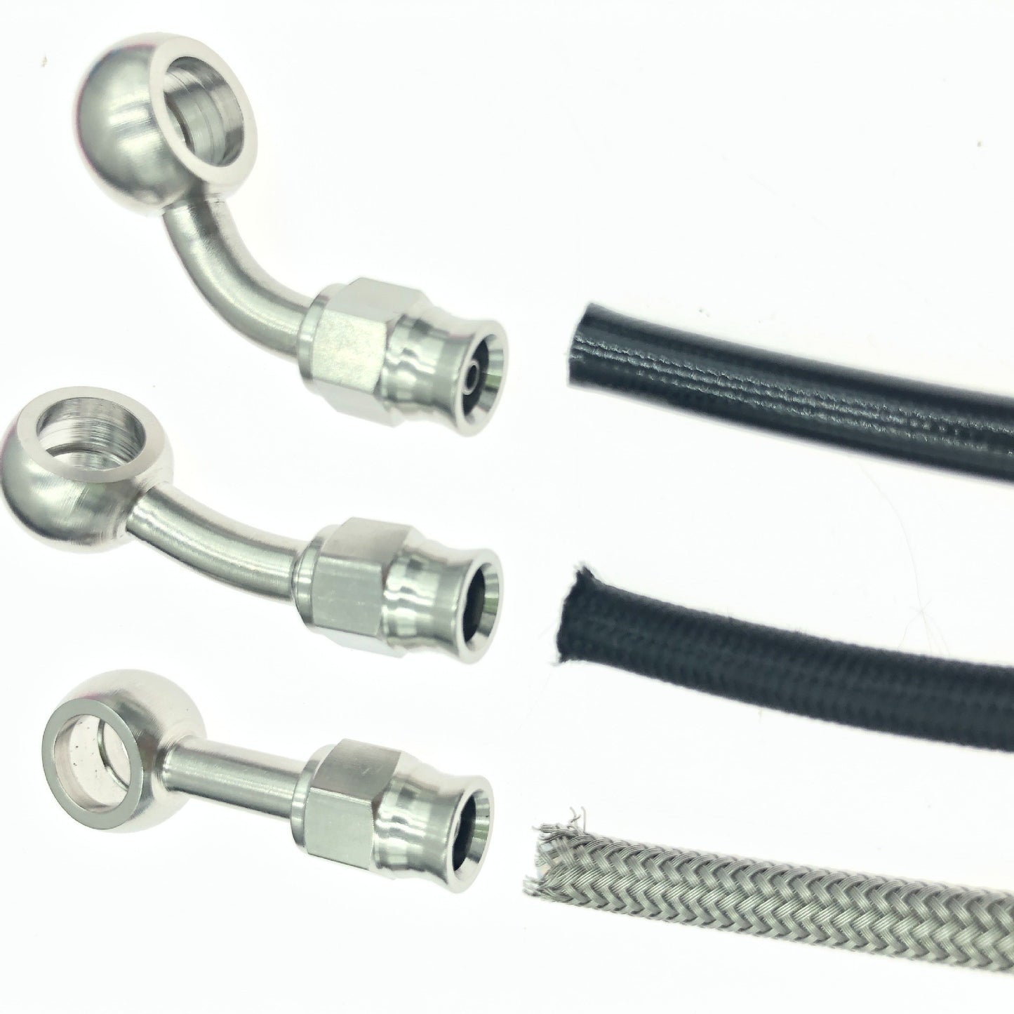 A308  AN3 Stainless Steel Brake Hose Fitting Eye End 0° 28° 90° for Brake Line Modification
