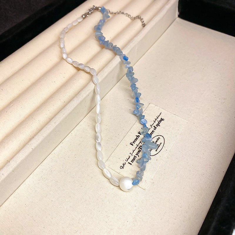 A302  Boho Shell Bead Turquoise Beaded Necklace, Light Luxury Minimalist Luxury Clavicle Necklace for Women