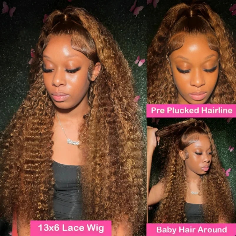 A278  Natural Fluffy Body Wave Long Wig, Middle Part Lace Front Fashion Women Daily Full Wig