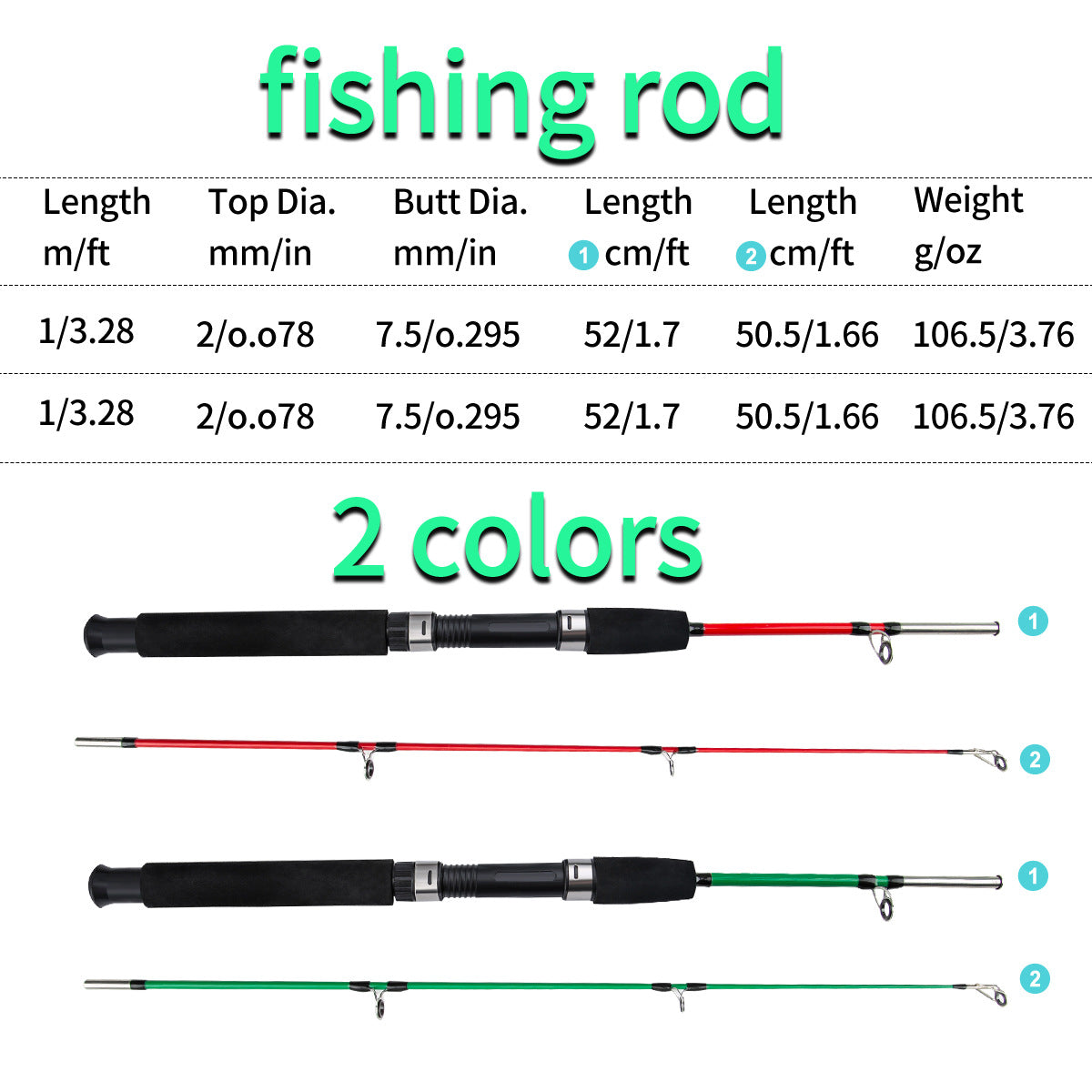 A259  Spinning Fiberglass Fishing Rod, Long Distance Casting Rod, Complete Fishing Combo