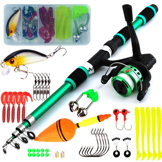 F346  Portable Kids Fishing Rod Set 1.8/2.1m Lightweight Fishing Pole Combo for Boys Girls
