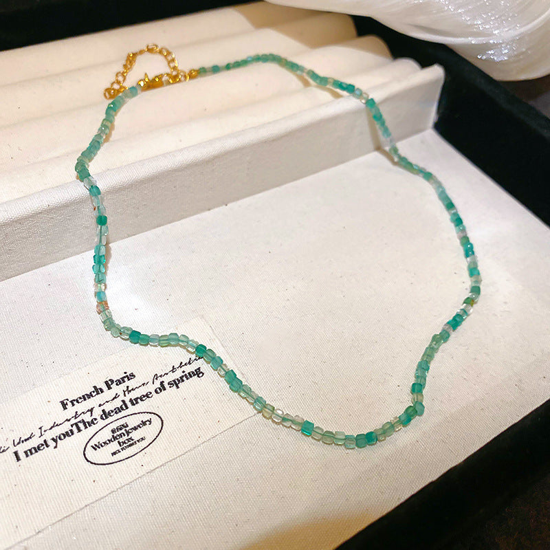 A302  Boho Shell Bead Turquoise Beaded Necklace, Light Luxury Minimalist Luxury Clavicle Necklace for Women