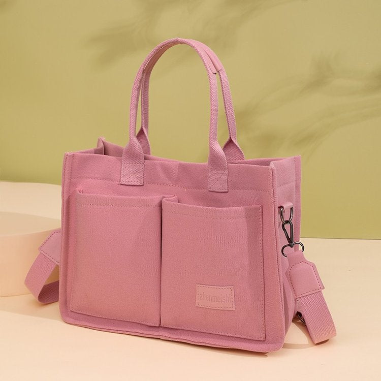 Canvas Tote Bag for Women with Zipper Closure & Individual Compartments for Work College for Teacher & Nurse