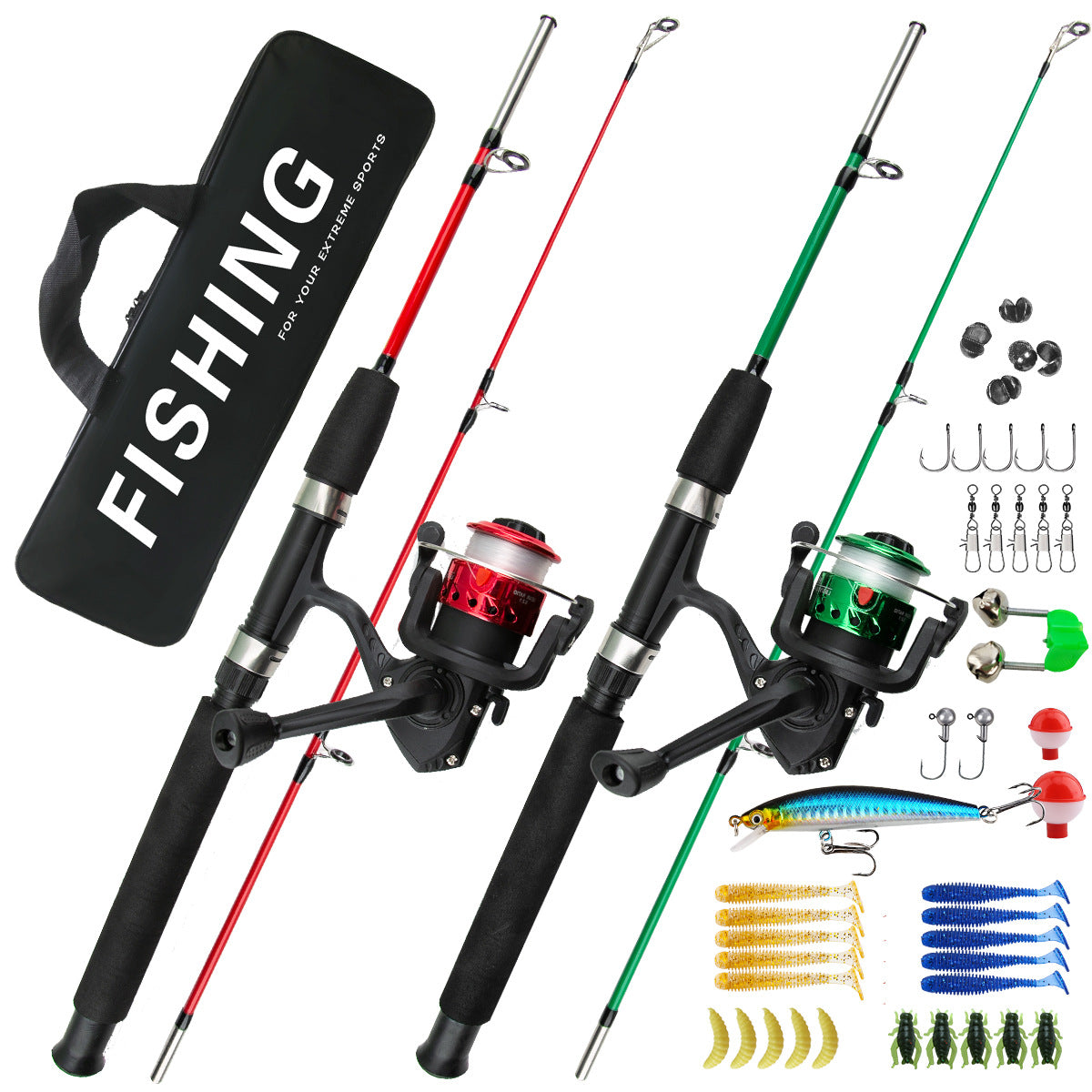F354  Kids Fishing Rod and Reel Combo Full Kit Portable Children Fishing Tackle Set for Beginners