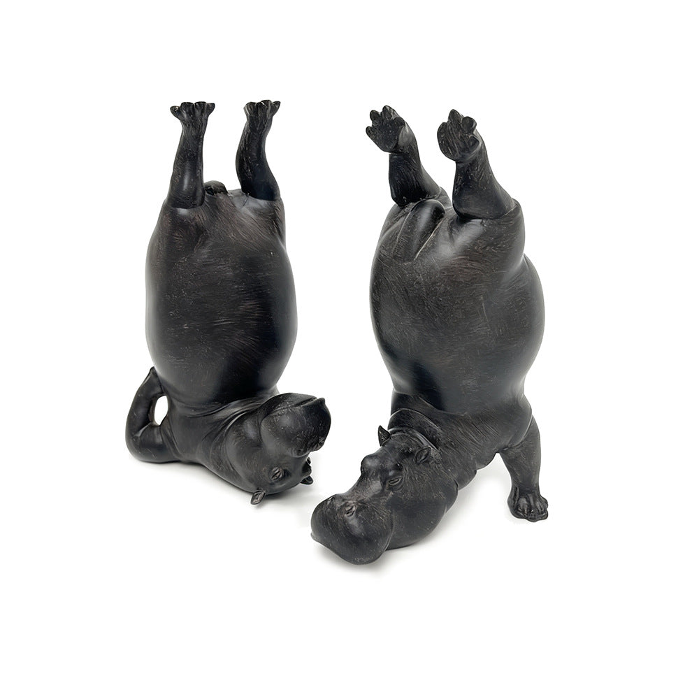 Yoga Hippo Resin Figurine Creative Animal Decor Living Room, Gym, Yoga Studio Ornament