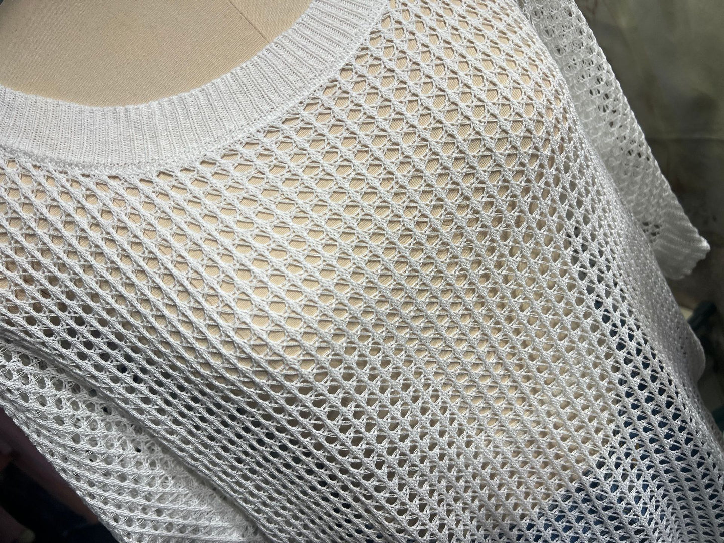 Women Hollow Out Knit Cover Up Top, Half Sleeve Mesh Beach Sweater, Off Shoulder Sheer Swim Cover Blouse