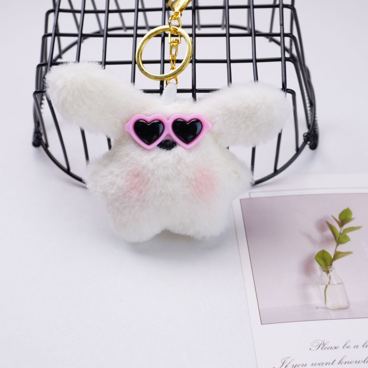 Sunglasses Puppy Plush Doll Bag Key Chain Hanging