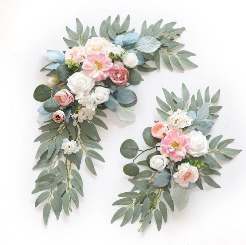 Faux Arch Flower Swag Set of 2 for Wedding Welcome Signs Floral Swag Wedding Reception Ceremony Signs Decor