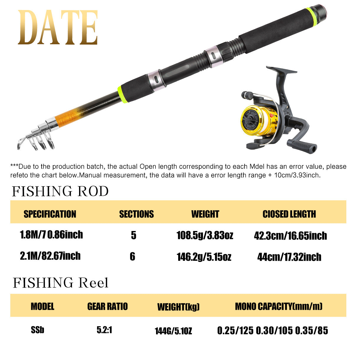 A162  Telescopic Fishing Rod Full Set, Reel Lures Accessories Complete Starter Kit