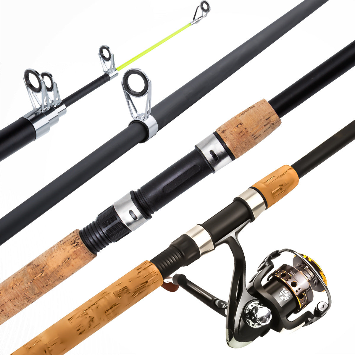 A240  Hot Sale Cork Handle Fiberglass Fishing Rod Combo, Long Throw Saltwater Lure Complete Kit