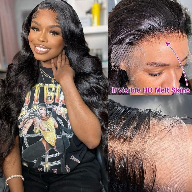 A276  Middle Part Long Curly Body Wave Lace Front Wig, 30 Inch Machine Made Net Full Wig